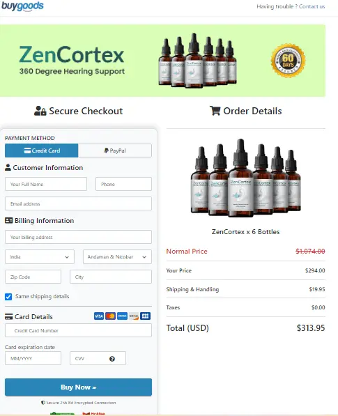 ZenCortex - Order Page